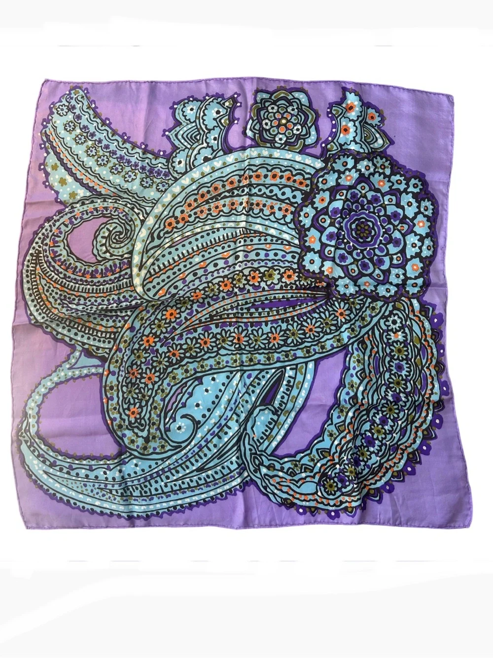 Purple Paisley Floral Silk Scarf